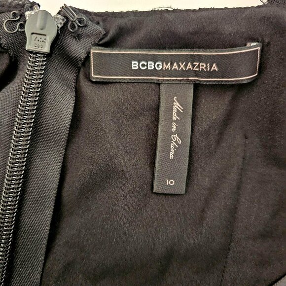 BCBGMaxAzria Dress Black Size 10 Embellished Gauzy Layers Lace Beaded Fairy Boho - Picture 3 of 11